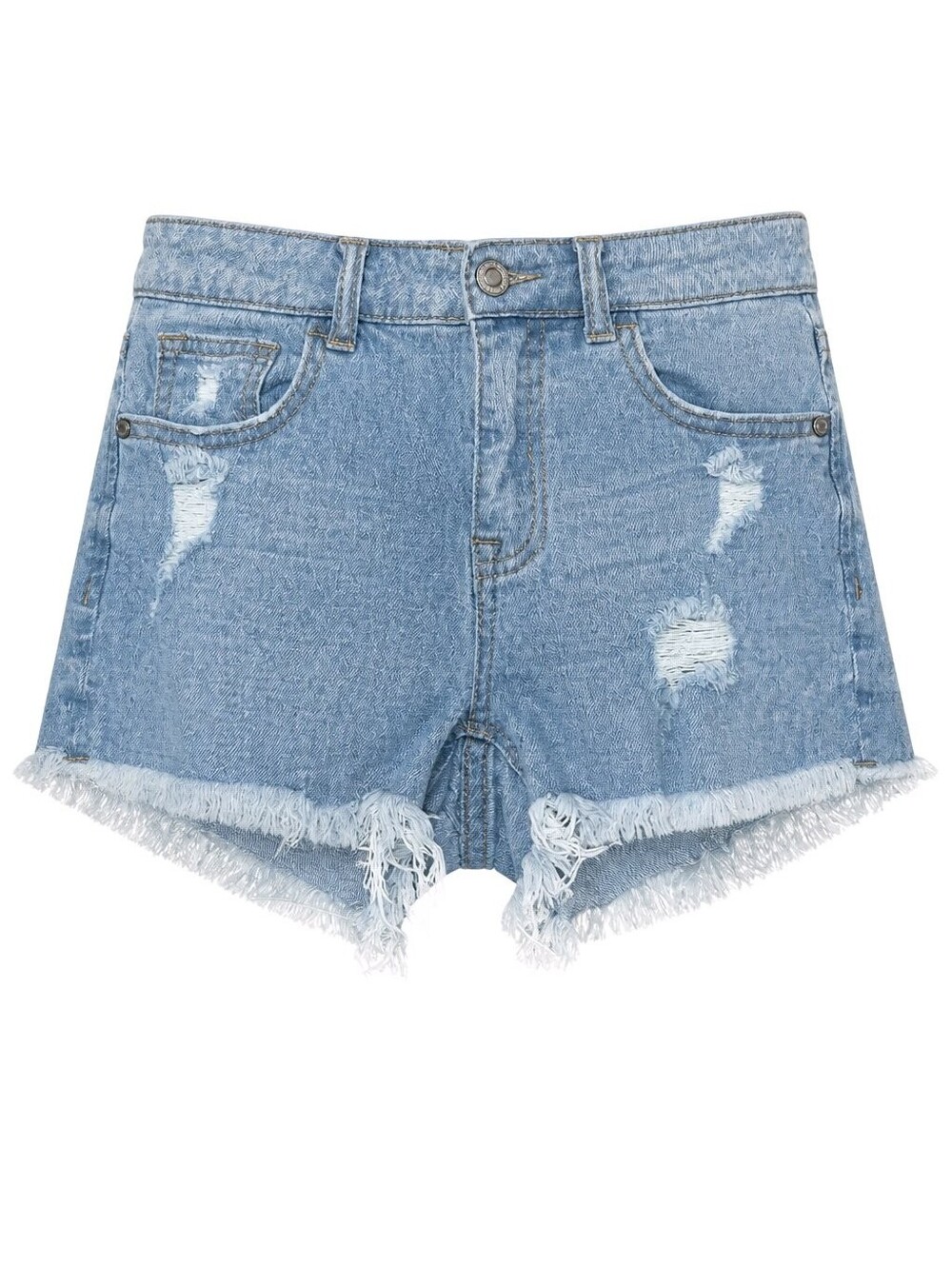 Papaya Black Label High-Rise Kylie Shorts Sz S Distressed Light Wash Denim 1185